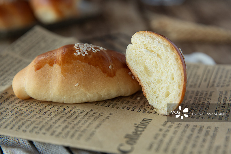 可颂牛角面包拍摄图片素材