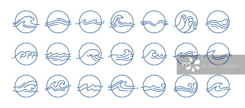 圆形涂鸦海浪水波图标图片素材