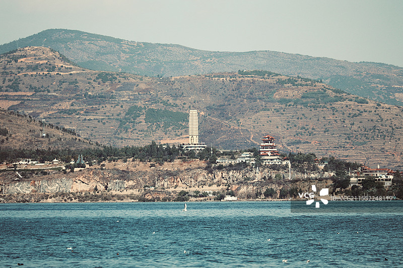 龛码头远眺图片素材