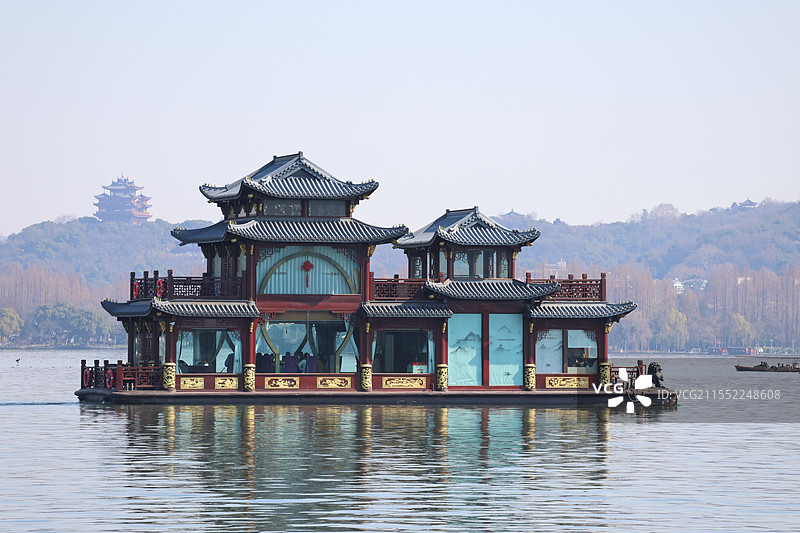 杭州西湖阁船图片素材