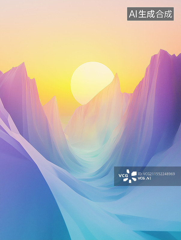 【AI数字艺术】背景抽象朦胧的山脉彩色壁纸数字艺术渐变的背景图片素材