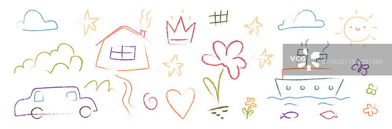 儿童在墙上涂鸦的画作图片素材