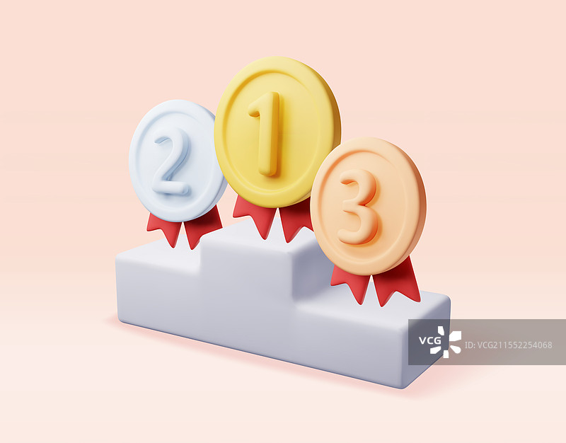 孤立的3D奖牌在领奖台上图片素材