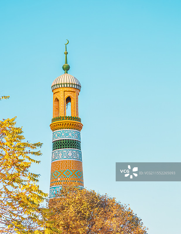 新疆喀什艾提尕尔寺宣礼塔图片素材