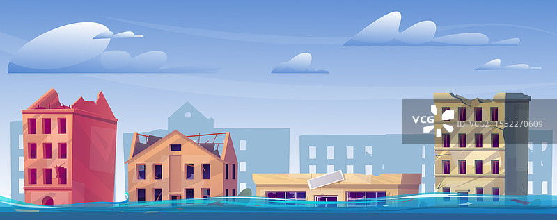 城市洪水自然灾害房屋图片素材