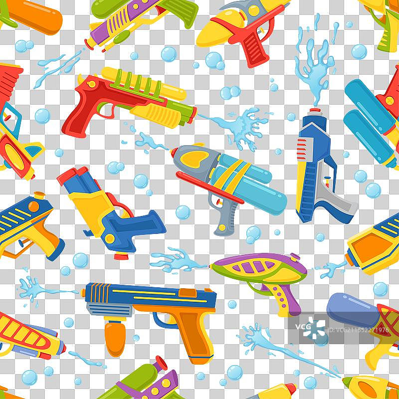 水枪无缝图案塑料夏季玩具图片素材