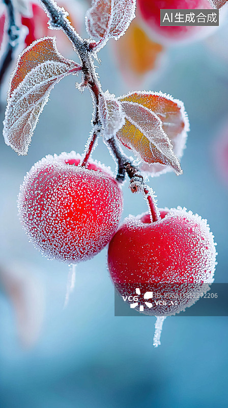 【AI数字艺术】冬日里的红苹果图片素材