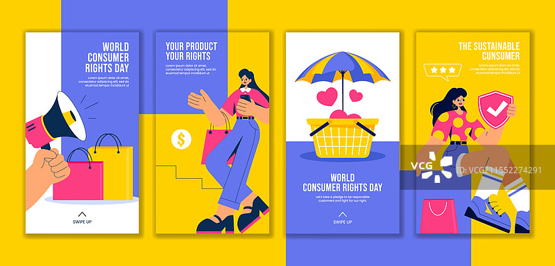 消费者权益日社交媒体的扁平风格设计图片素材
