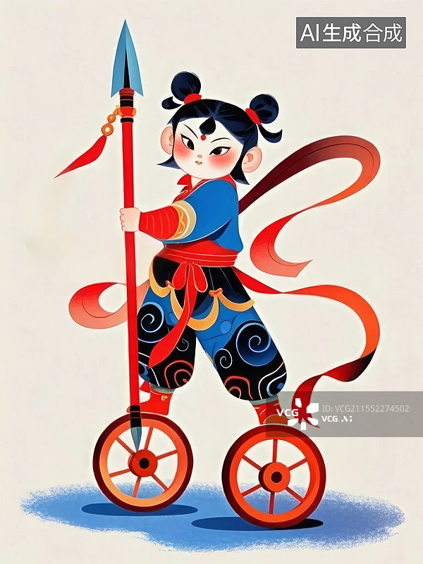 【AI数字艺术】中国封神榜神话故事人物哪吒插画图片素材