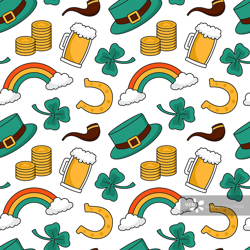 圣帕特里克节无缝图案设计图片素材