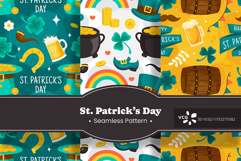 圣帕特里克节无缝图案设计图片素材