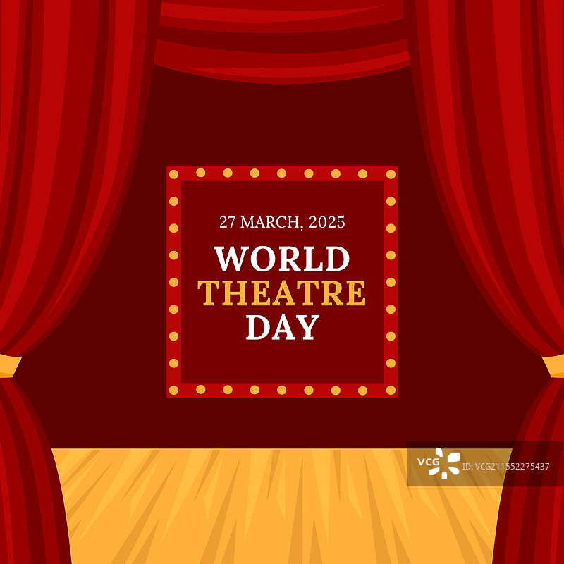 世界戏剧日庆祝活动与扁平卡通风格图片素材