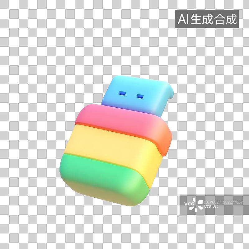 【AI数字艺术】彩虹色USB存储设备元素免抠图标图片素材