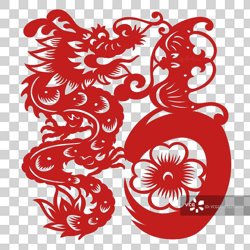 剪纸福龙图片素材