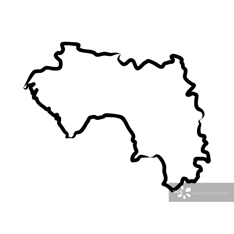 几内亚国家简化地图铅笔素描图片素材
