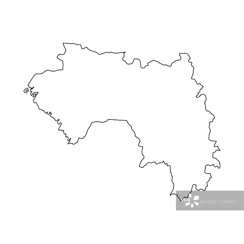几内亚国家简化地图铅笔素描图片素材
