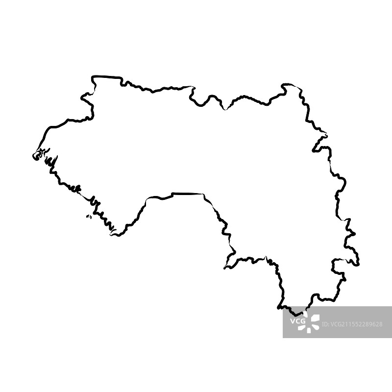 几内亚国家简化地图铅笔素描图片素材
