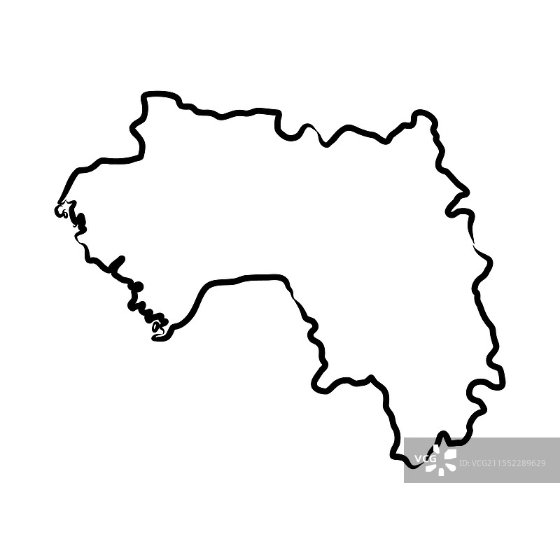 几内亚国家简化地图铅笔素描图片素材