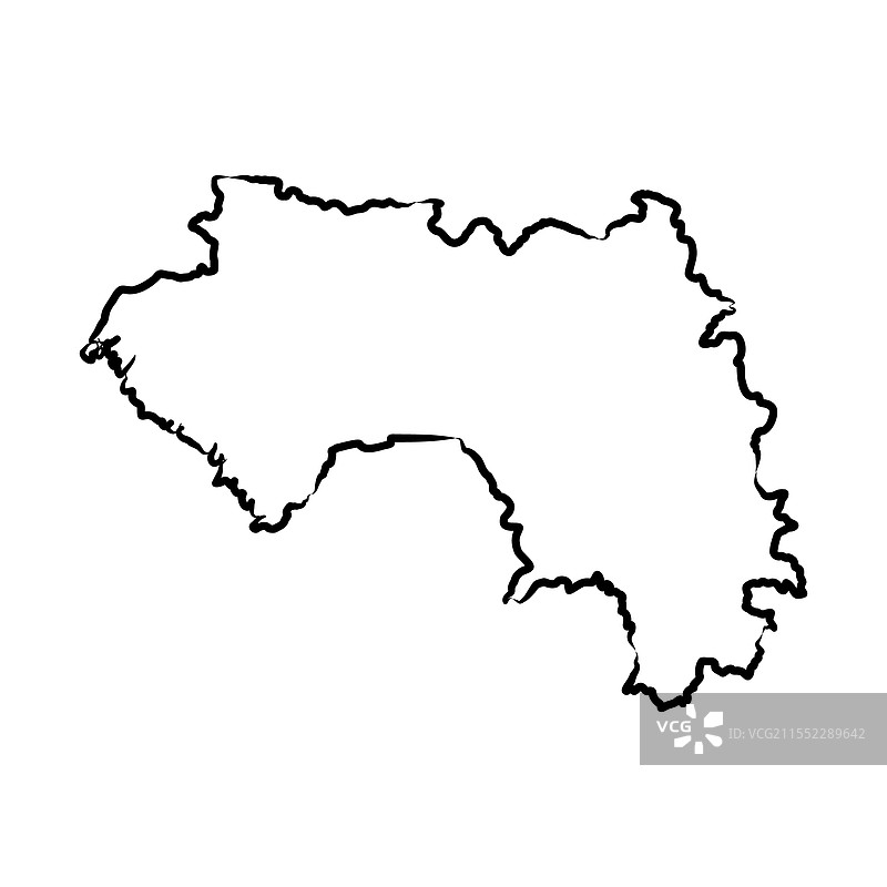 几内亚国家简化地图铅笔素描图片素材