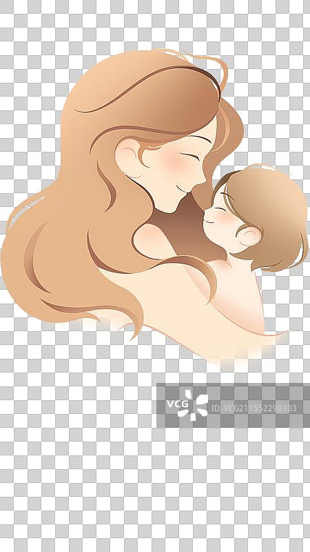 唯美温馨亲子互动插画元素图片素材