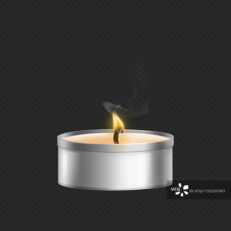 带有火焰的茶蜡烛和烛芯图片素材