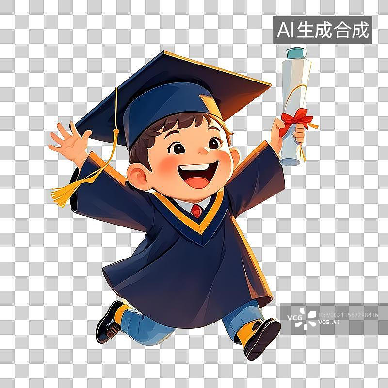 【AI数字艺术】穿着毕业礼服的小男孩图片素材