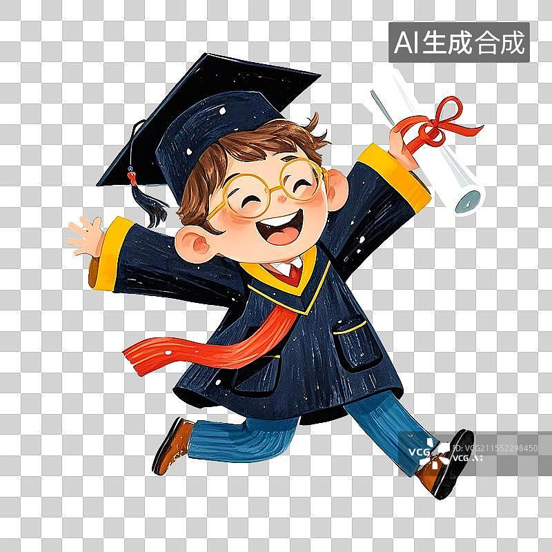 【AI数字艺术】穿着毕业礼服的小男孩图片素材