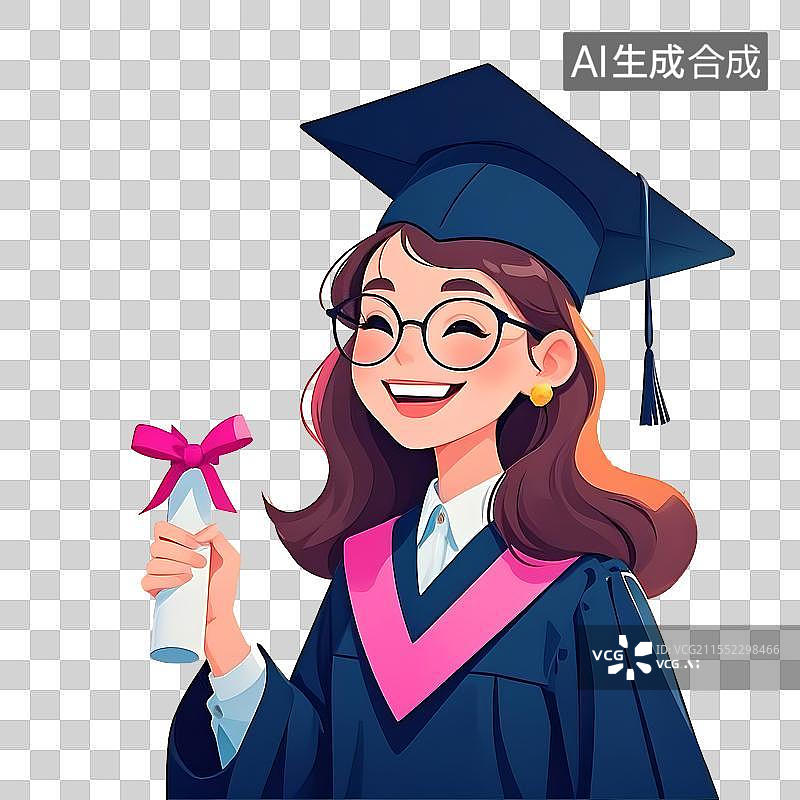 【AI数字艺术】穿着毕业礼服的年轻女子图片素材