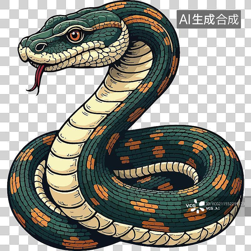 【AI数字艺术】手绘蟒蛇免抠素材图片素材
