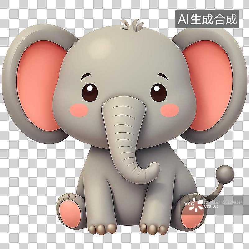 【AI数字艺术】手绘卡通小象免抠素材图片素材