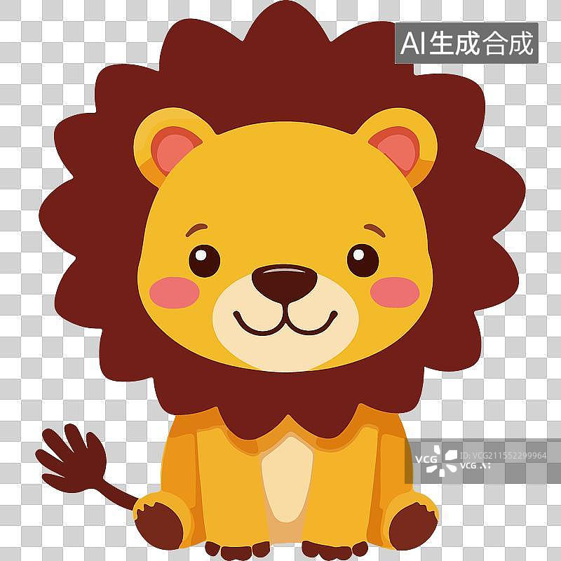 【AI数字艺术】手绘卡通狮子免抠素材图片素材