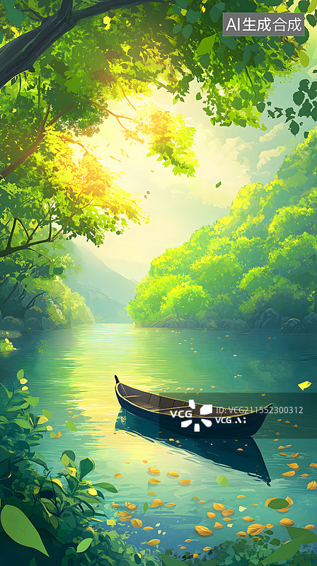 【AI数字艺术】河边的景色图片素材