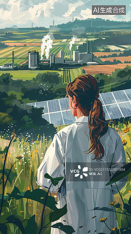 【AI数字艺术】站在户外的科研人员图片素材