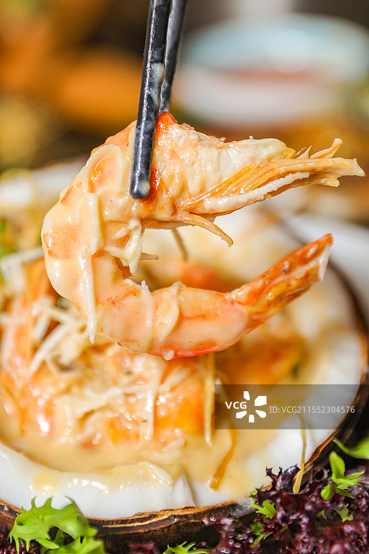 椰子黄金虾椰香虾肉奶油虾黄油虾椰丝大虾咖喱虾图片素材