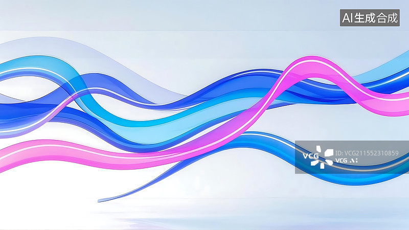 【AI数字艺术】未来商务科技霓虹透明波形简约现代抽象白色背景图片素材