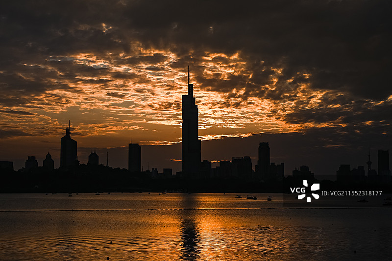 玄武湖日落图片素材