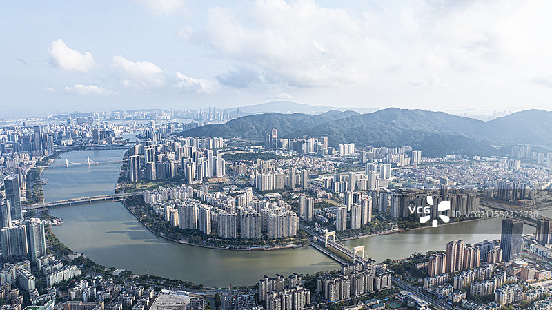 珠海南湾南屏城市大景航拍前山河图片素材