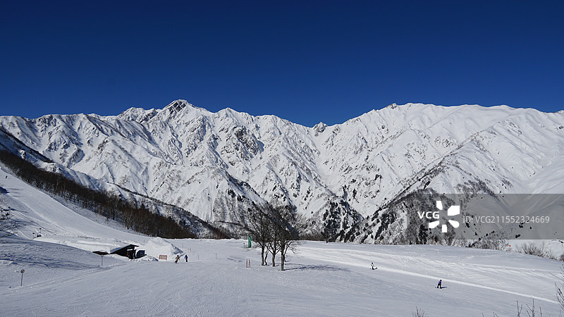 日本长野白马五龙滑雪场 白马三山图片素材