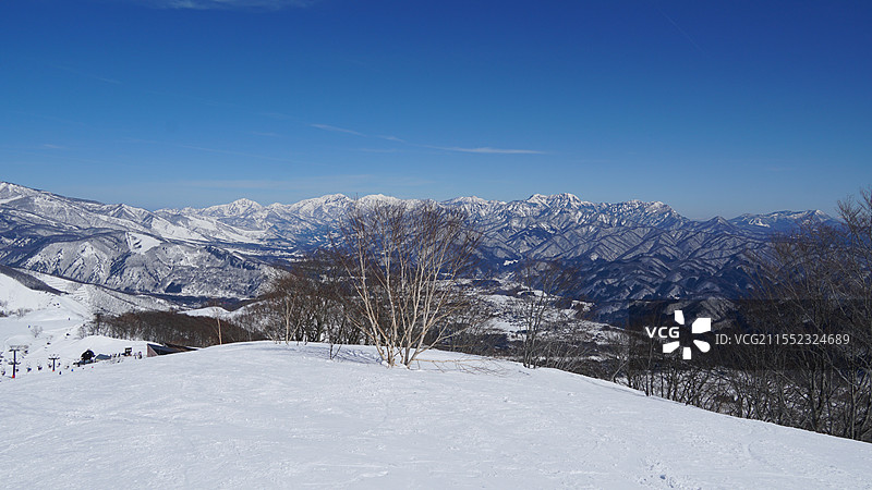 日本长野白马五龙滑雪场 白马三山图片素材