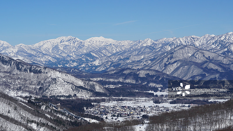 日本长野白马五龙滑雪场 白马三山图片素材