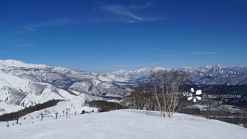 日本长野白马五龙滑雪场 白马三山图片素材