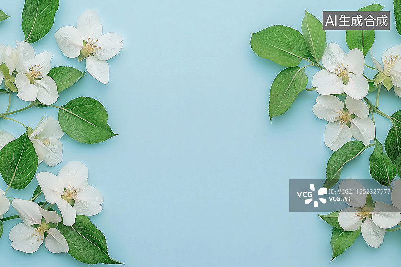 【AI数字艺术】苹果树白色花背景图片素材