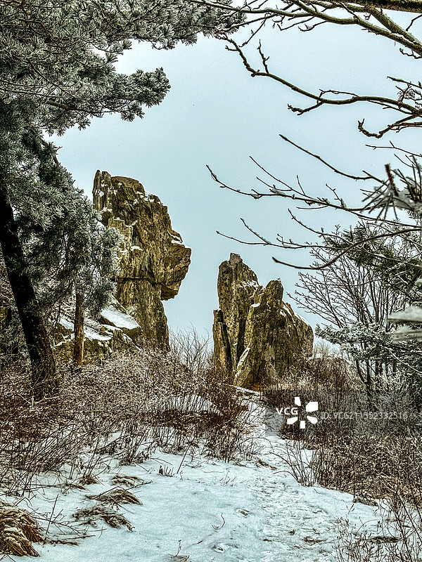 泰山春雪图片素材