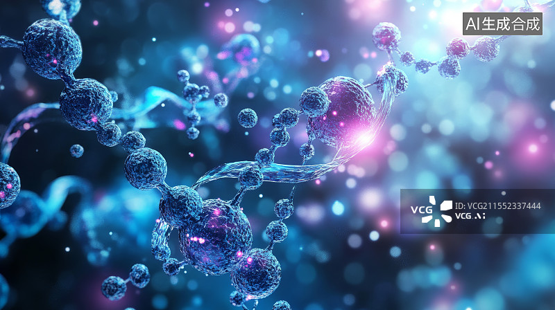 【AI数字艺术】DNA细胞分子结构，生命科学 。生物技术，生物科学图片素材