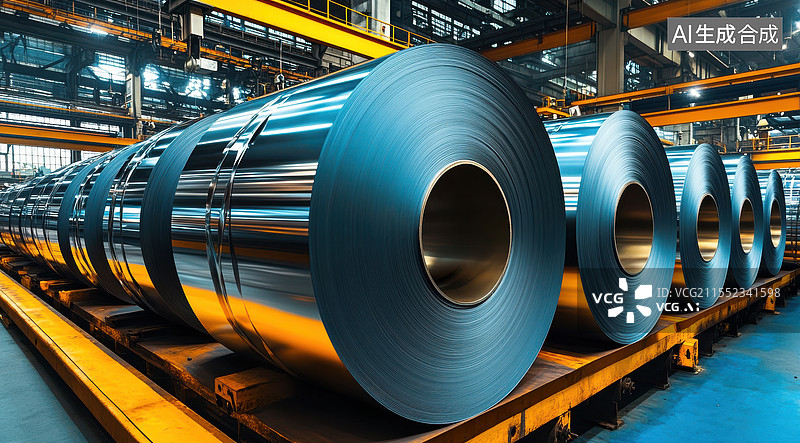 【AI数字艺术】滚轴镀锌钢板生产车间图片素材