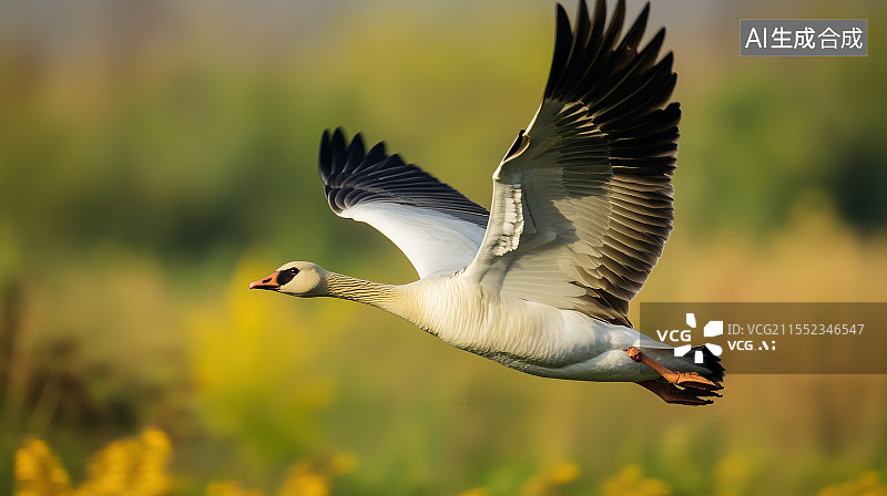 【AI数字艺术】二十四节气系列插画之白露时节天空中南飞的大雁候鸟图片素材