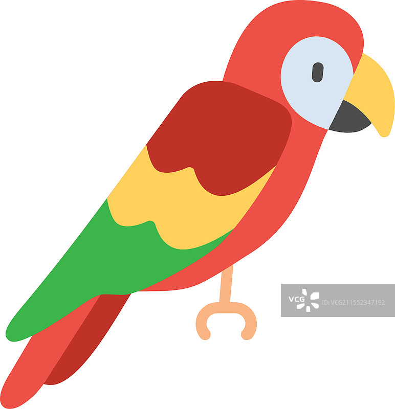 蓝鹦鹉扁平图标设计图片素材