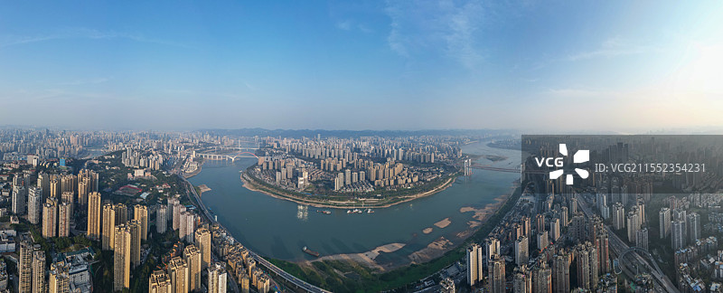 重庆长江两岸城市风光全景航拍图片素材