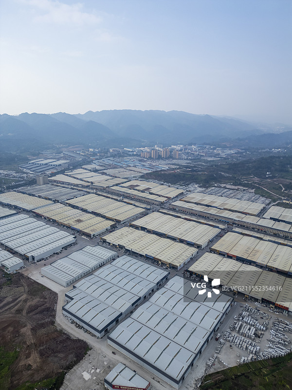 重庆市九龙坡区走马石材城全景鸟瞰图片素材