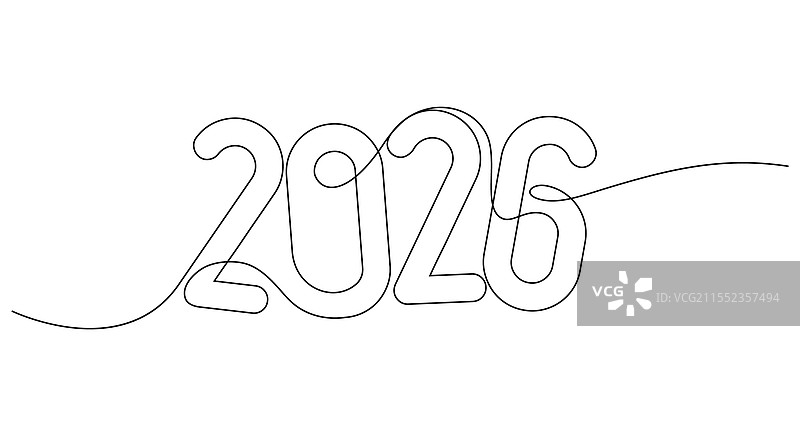 2026数字设计标志的连续线条绘图图片素材